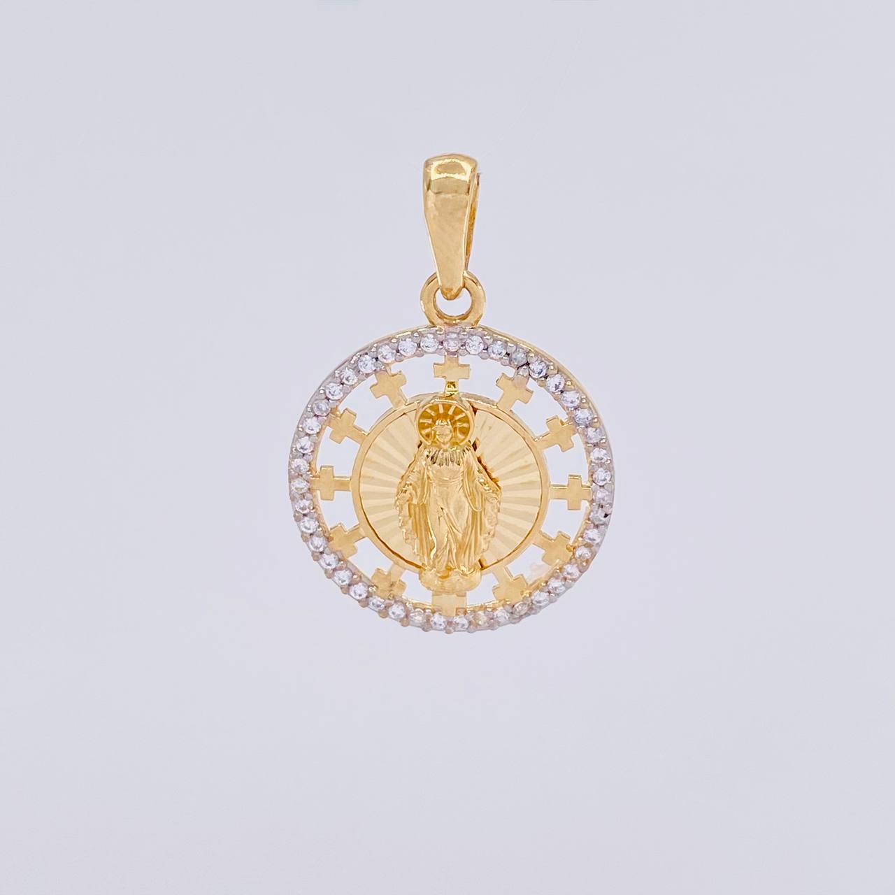 Dije Virgen de Guadalupe Destellos 2.85g / 2.6cm Dos Oros Amarillo Blanco 18K