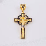 Dije Cruz Cristo Onyx 6.6g / 4.6cm Dos Oros Negro Amarillo 18K