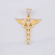 Dije Caduceo Alas 5.65g / 4.3cm Dos Oros Amarillo Blanco 18K