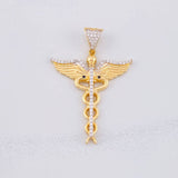 Dije Caduceo Alas 5.65g / 4.3cm Dos Oros Amarillo Blanco 18K