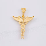 Dije Caduceo Alas 5.65g / 4.3cm Dos Oros Amarillo Blanco 18K