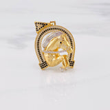 Dije Herradura Caballo 12.6g / 4cm Dos Oros Amarillo Blanco 18K