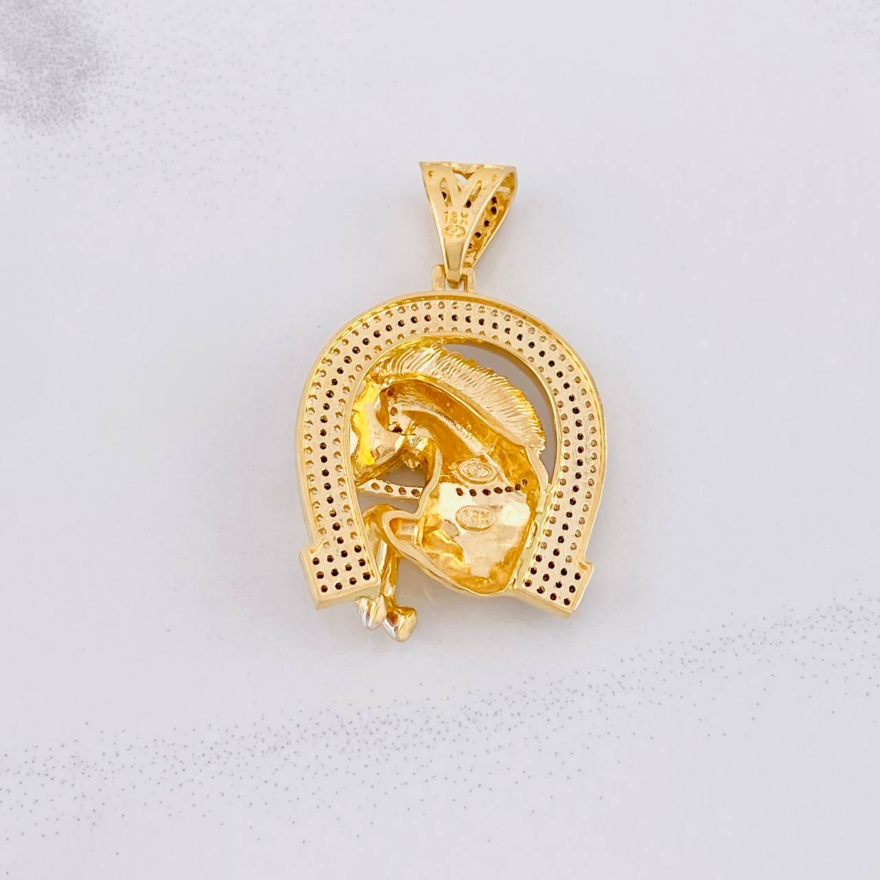 Dije Herradura Caballo 12.6g / 4cm Dos Oros Amarillo Blanco 18K