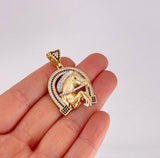Dije Herradura Caballo 12.6g / 4cm Dos Oros Amarillo Blanco 18K