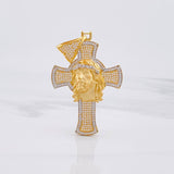Dije Cruz Rostro de Cristo 14.05g / 6.5cm Dos Oros Amarillo Blanco 18K