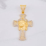 Dije Cruz Rostro de Cristo 14.05g / 6.5cm Dos Oros Amarillo Blanco 18K