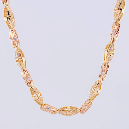 Cadena Rustica Rombo 56.4g / 65cm / 5.9mm Dos Oros Amarillo Rosa 18K
