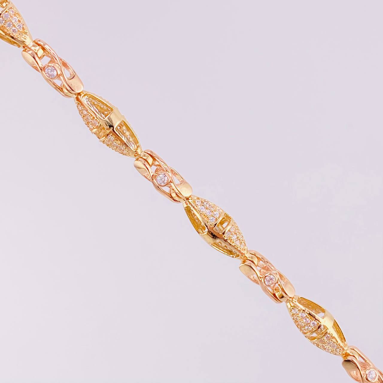 Cadena Rustica Rombo 56.4g / 65cm / 5.9mm Dos Oros Amarillo Rosa 18K