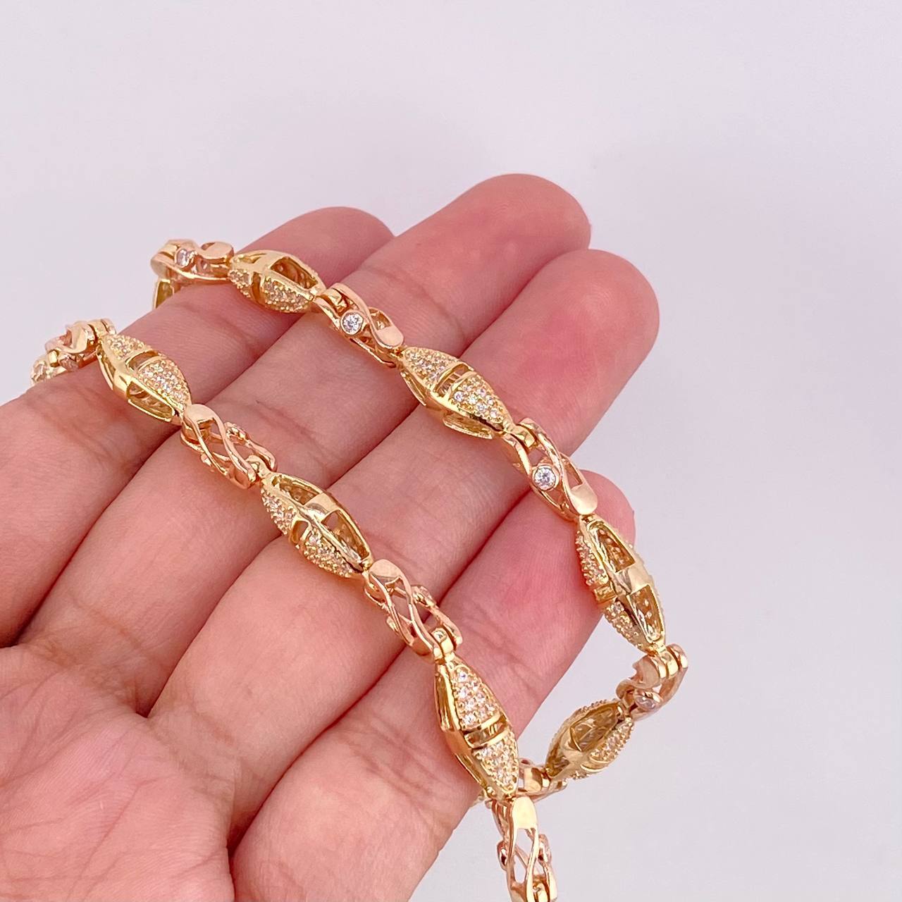 Cadena Rustica Rombo 56.4g / 65cm / 5.9mm Dos Oros Amarillo Rosa 18K