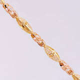 Pulso Rustico Rombo 16.7g / 20.2cm / 5.8mm Dos Oros Amarillo Rosa 18K