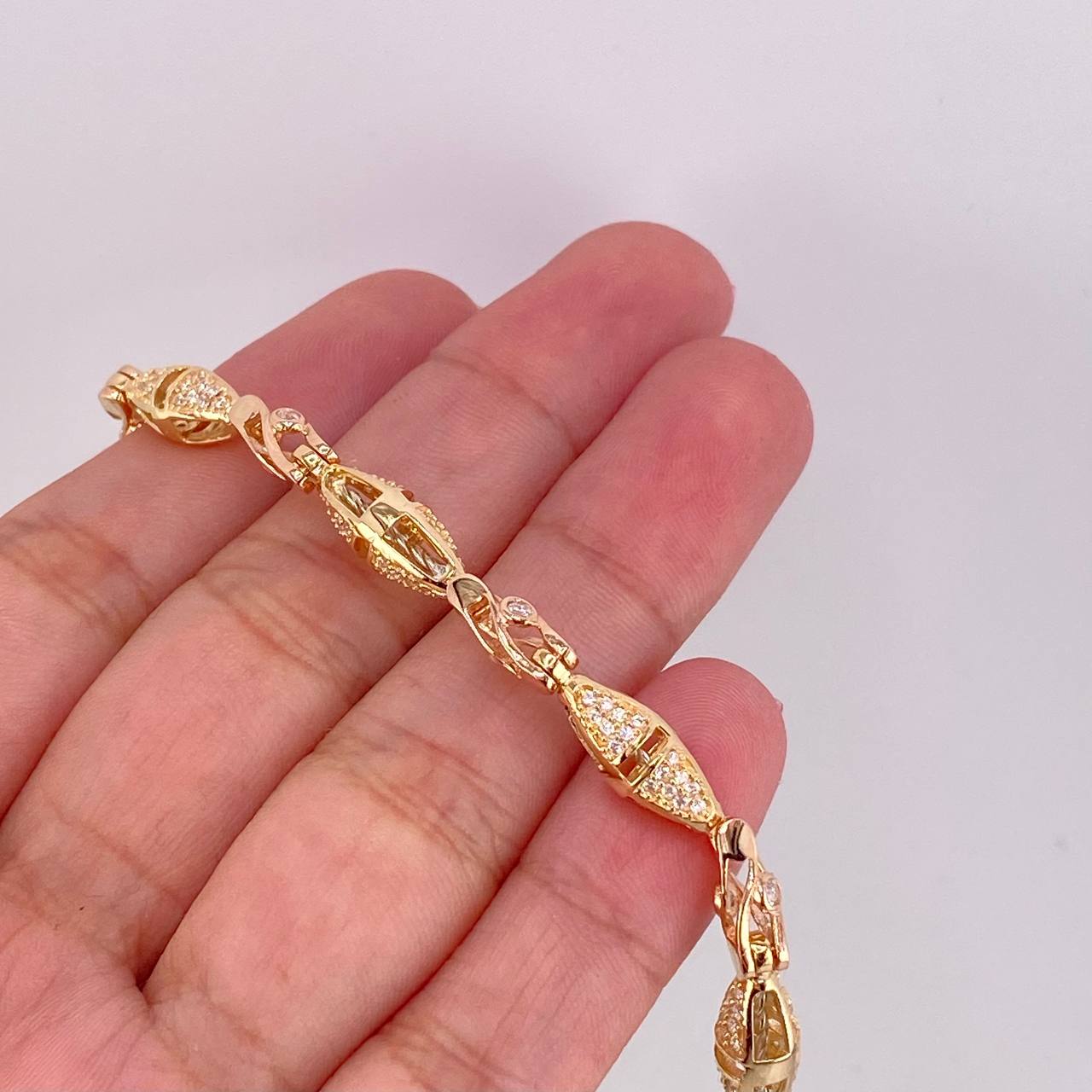 Pulso Rustico Rombo 16.7g / 20.2cm / 5.8mm Dos Oros Amarillo Rosa 18K