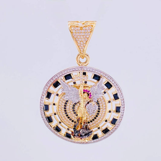 Dije San Miguel Arcángel 16.5g / 5.5cm Dos Oros Amarillo Blanco 18K