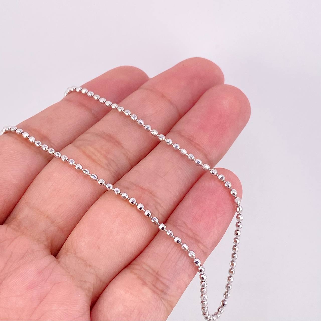 Cadena Militar Diamantada 6.4g / 45cm / 1.7mm Oro Blanco 18K