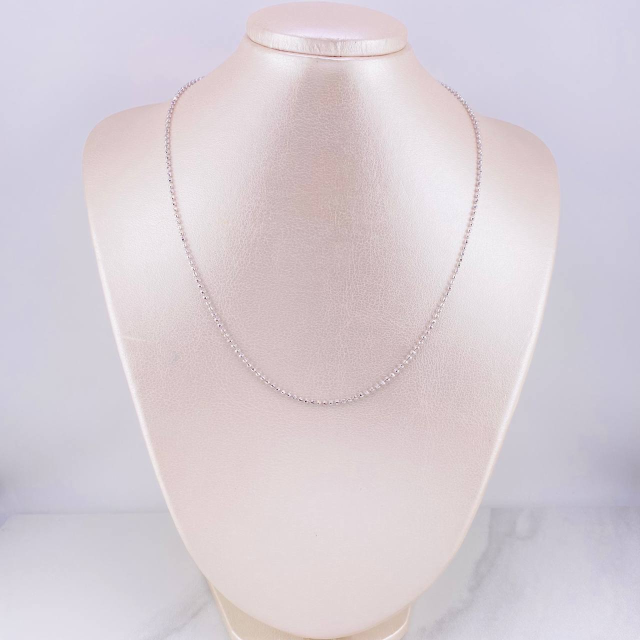 Cadena Militar Diamantada 6.4g / 45cm / 1.7mm Oro Blanco 18K