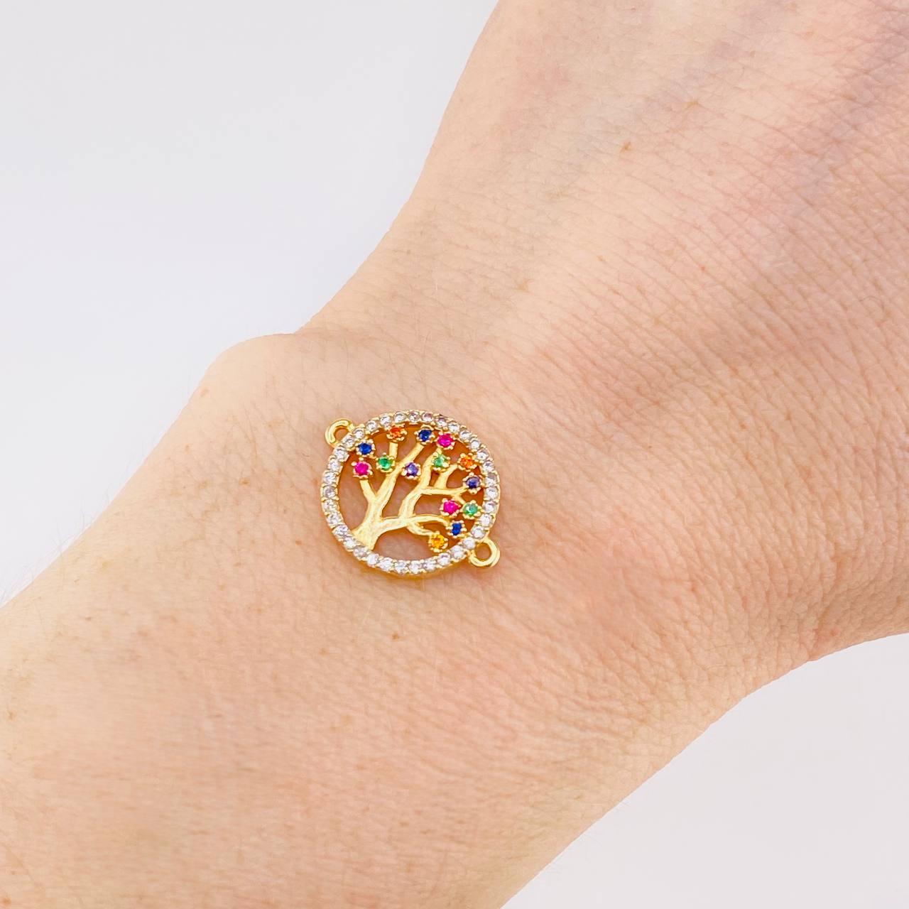 Herraje Circular Arbol de la Vida 1.85g / 1.8cm Oro Amarillo 18K