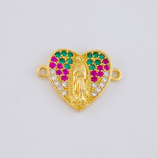 Herraje Corazon Virgen Guadalupe 2.1g / 1.8cm Oro Amarillo 18K