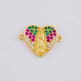 Herraje Corazon Virgen Guadalupe 2.1g / 1.8cm Oro Amarillo 18K