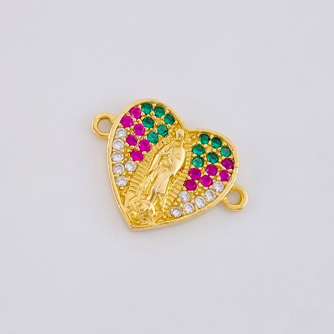 Herraje Corazon Virgen Guadalupe 2.1g / 1.8cm Oro Amarillo 18K