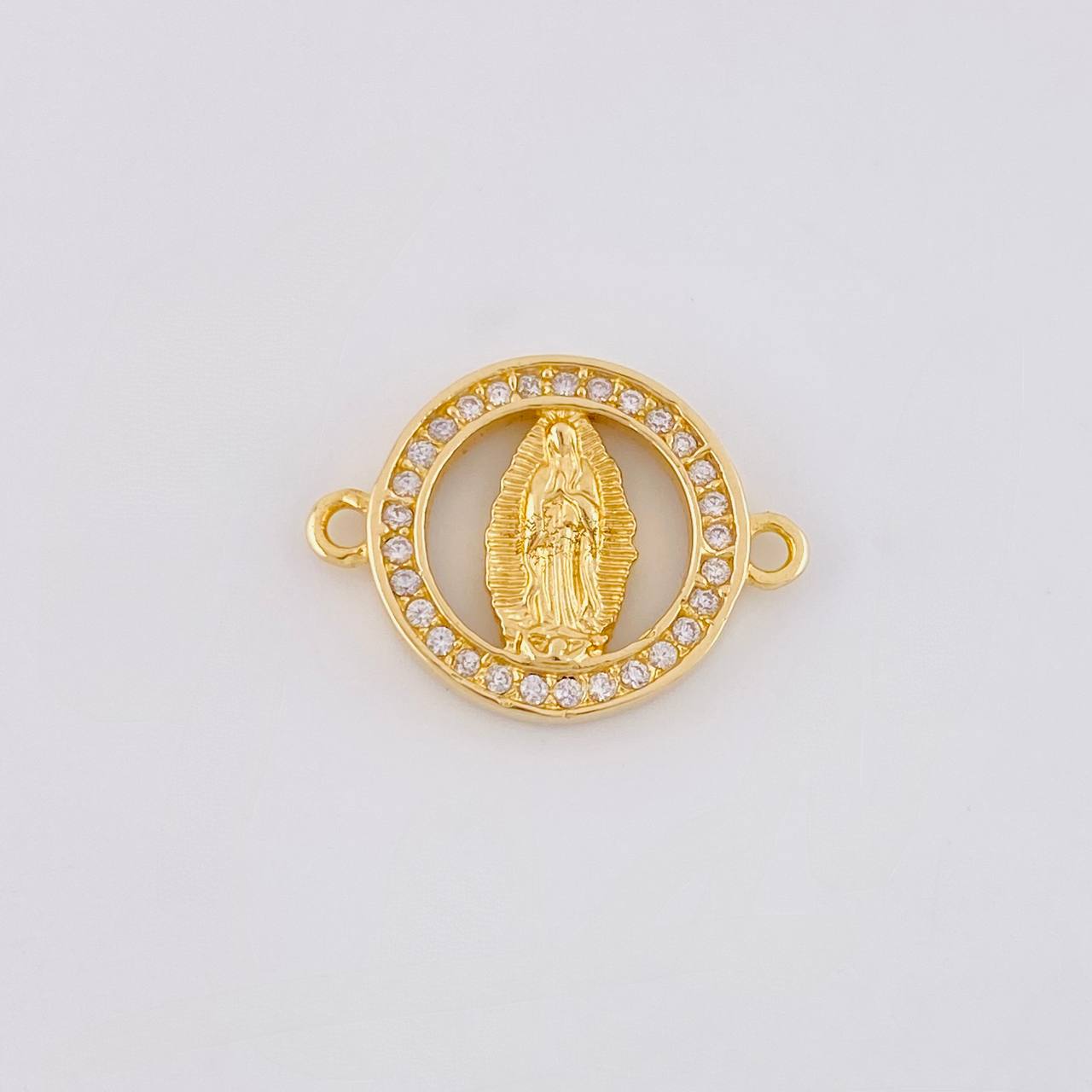 Herraje Circular Virgen Guadalupe Tupida 2.1g / 1.7cm Oro Amarillo 18K