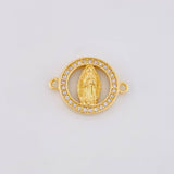 Herraje Circular Virgen Guadalupe Tupida 2.1g / 1.7cm Oro Amarillo 18K