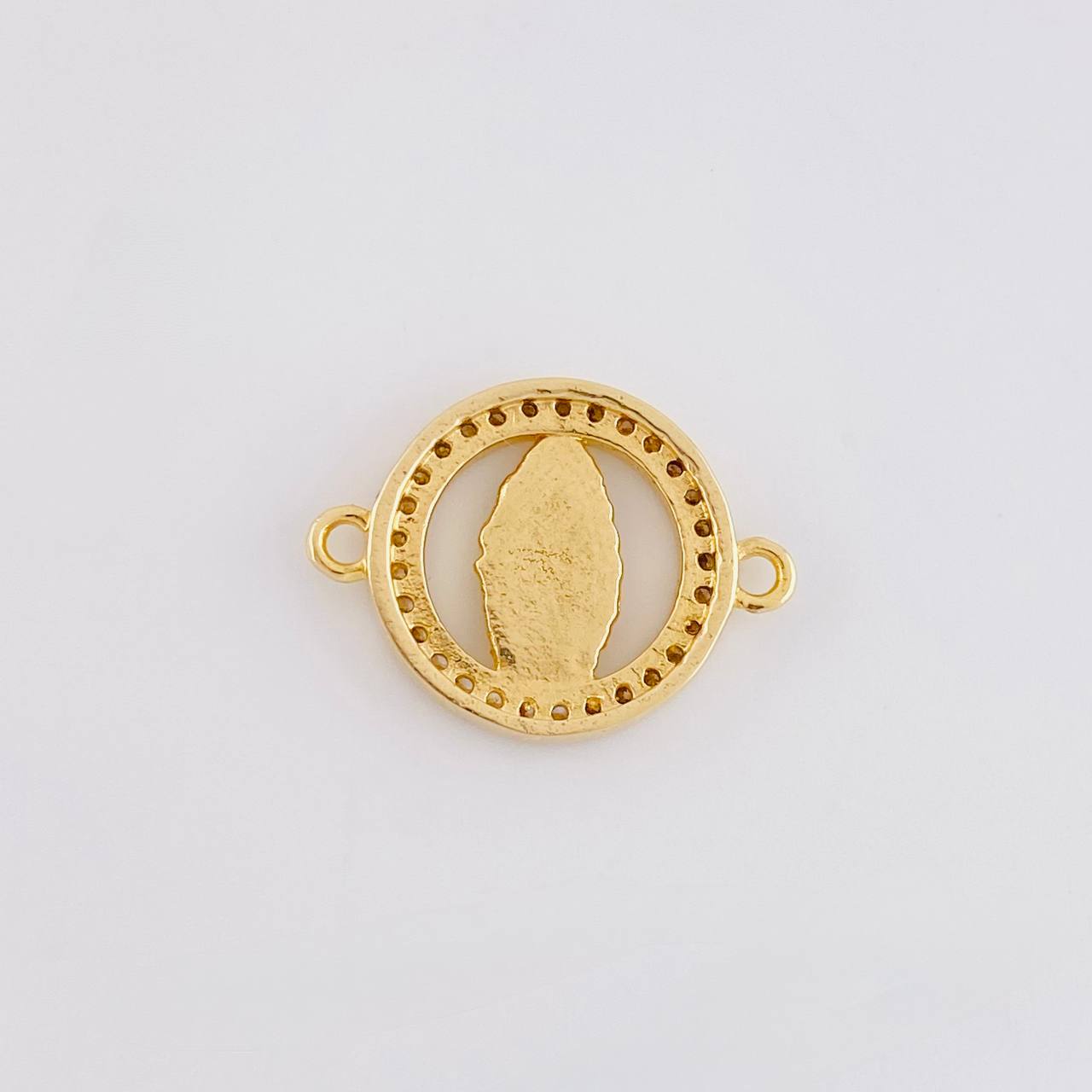 Herraje Circular Virgen Guadalupe Tupida 2.1g / 1.7cm Oro Amarillo 18K