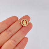 Herraje Circular Virgen Guadalupe Tupida 2.1g / 1.7cm Oro Amarillo 18K