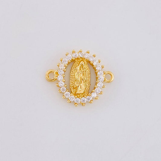 Herraje Circular Chispa Virgen Guadalupe 1.2g / 1.2cm Oro Amarillo 18K