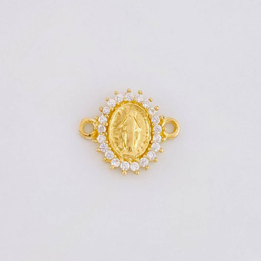 Herraje Circular Chispa Virgen Guadalupe 0.75g / 1.2cm Oro Amarillo 18K