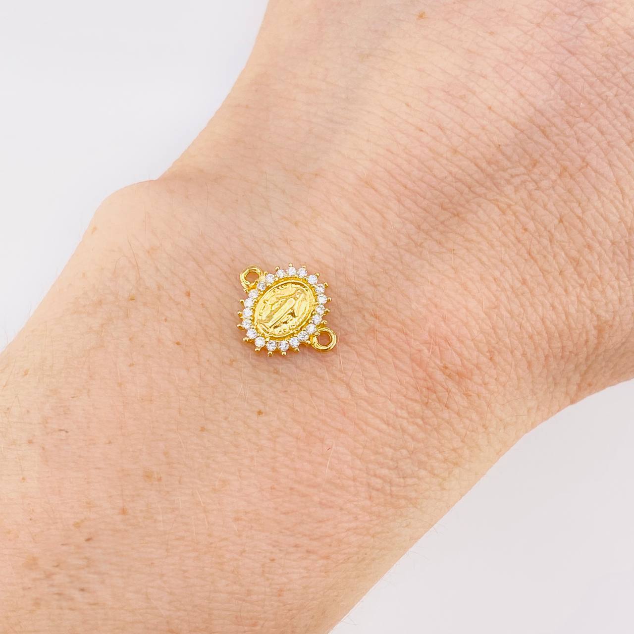 Herraje Circular Chispa Virgen Guadalupe 0.75g / 1.2cm Oro Amarillo 18K