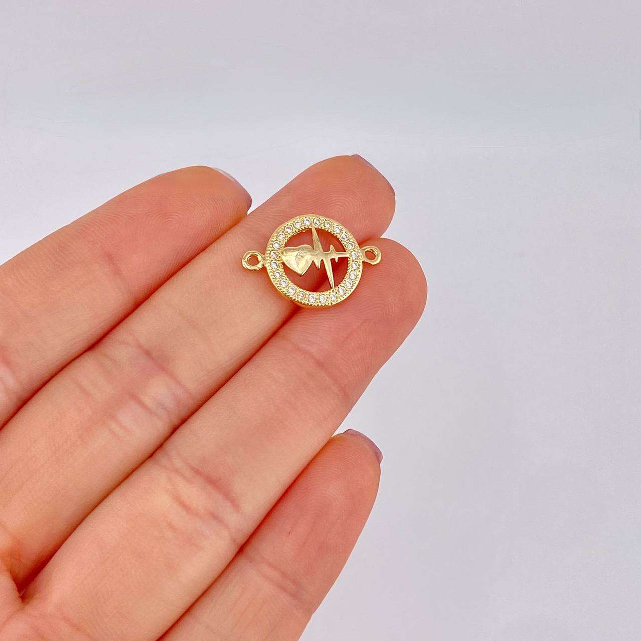 Herraje Circular Latido Corazon Tupido 1.65g / 2cm Oro Amarillo 18K