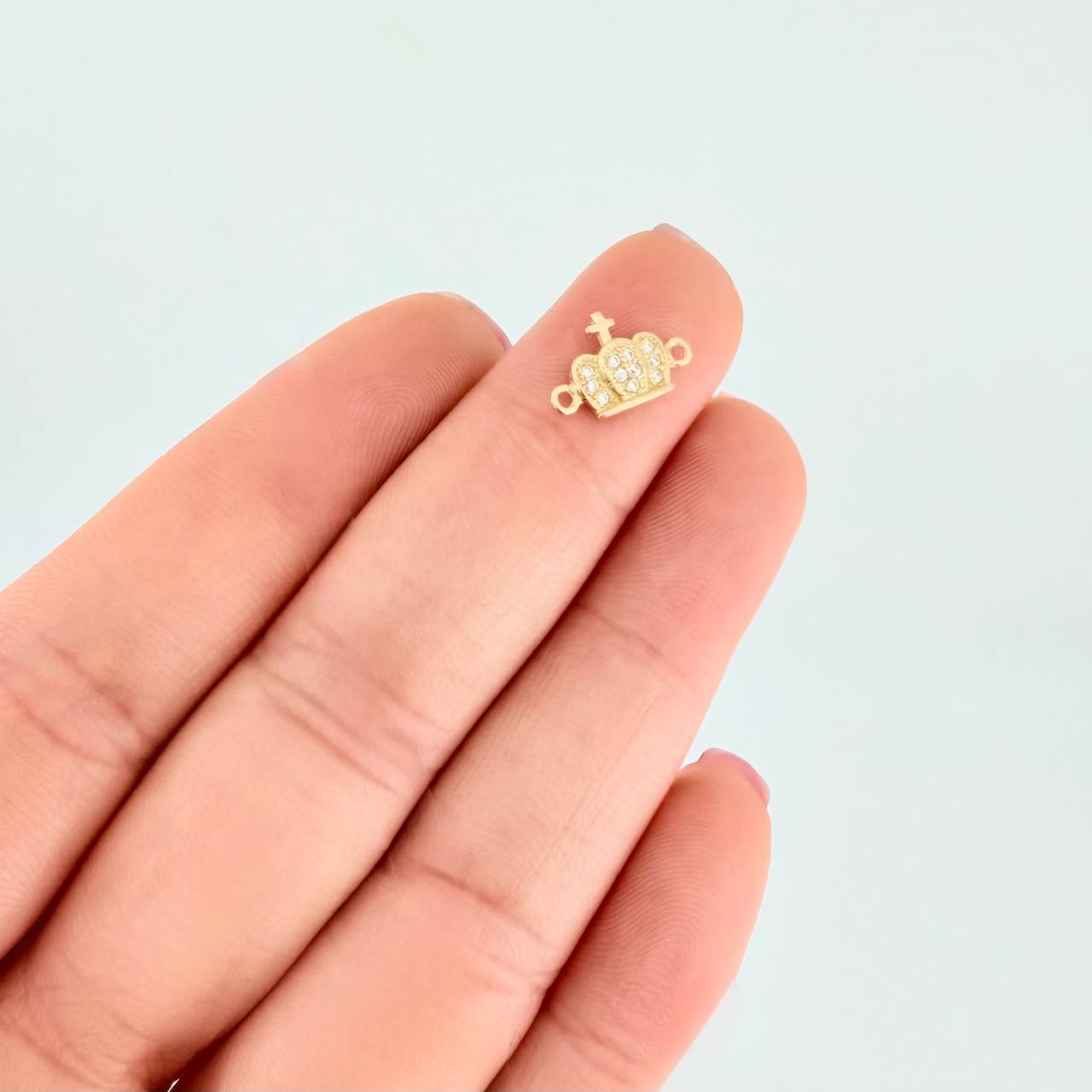 Herraje Corona Tupida Cruz 0.7g / 1.2cm Oro Amarillo 18K