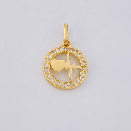 Dije Circular Latido Corazon Tupido 1.65g / 2cm Oro Amarillo 18K