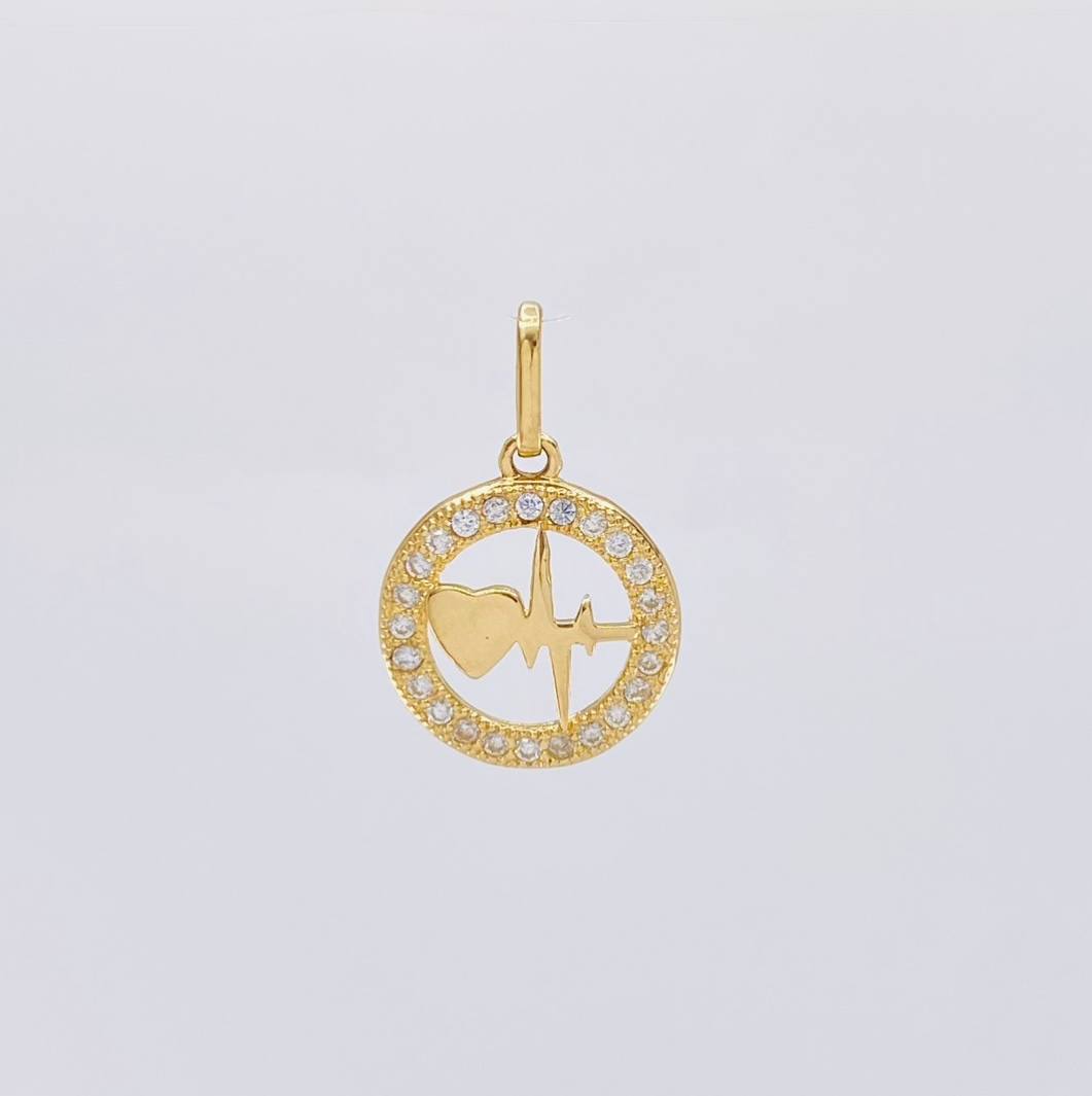 Dije Circular Latido Corazon Tupido 1.65g / 2cm Oro Amarillo 18K