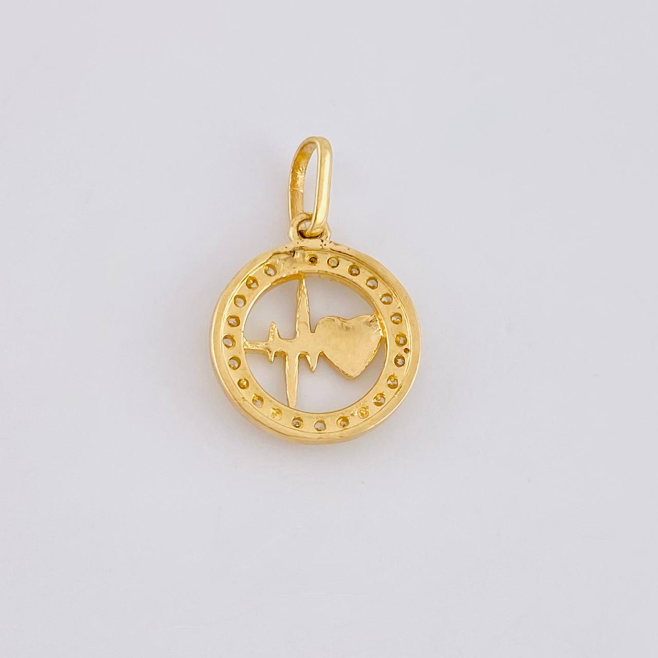 Dije Circular Latido Corazon Tupido 1.65g / 2cm Oro Amarillo 18K