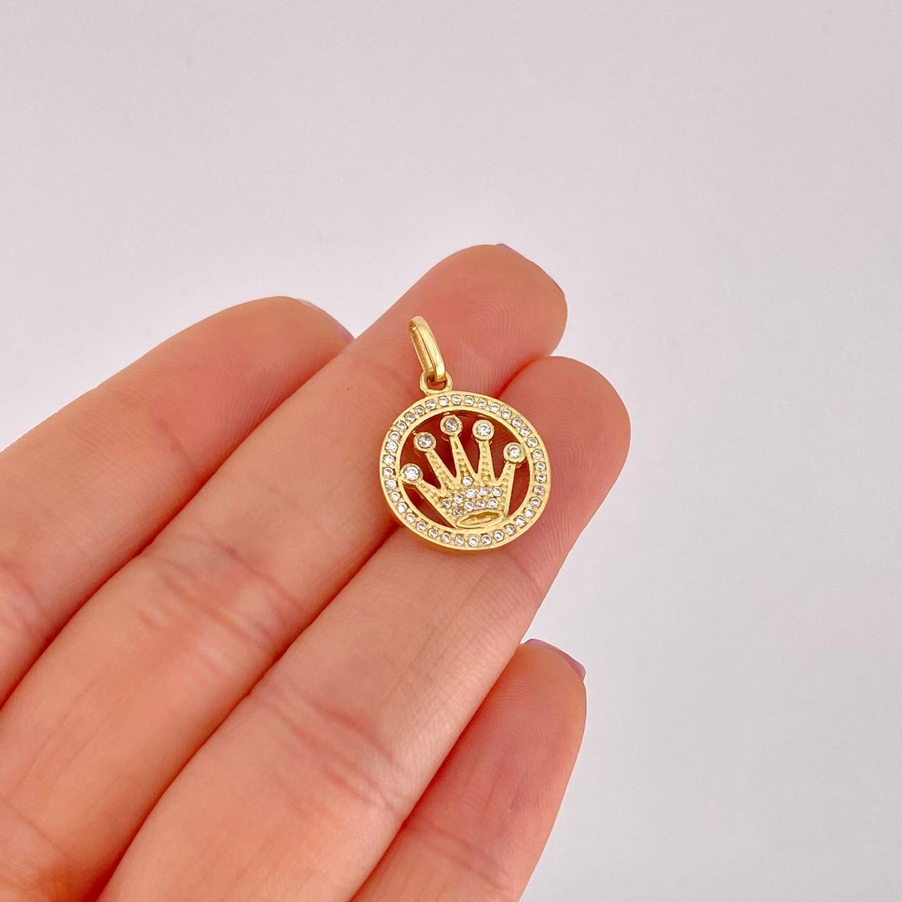 Dije Circular Corona Tupida 2.5g / 2.2cm Oro Amarillo 18K