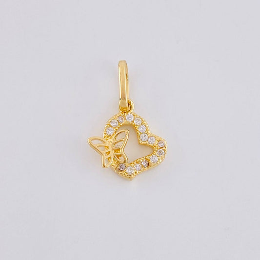 Dije Silueta Corazon Tupida Mariposa 0.95g / 1.5cm Oro Amarillo 18K