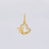 Dije Silueta Corazon Tupida Mariposa 0.95g / 1.5cm Oro Amarillo 18K