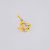 Dije Silueta Corazon Tupida Mariposa 0.95g / 1.5cm Oro Amarillo 18K