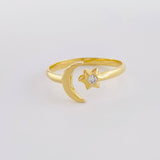 Anillo Luna Estrella 1.75g / T5 1/4 Oro Amarillo 18K