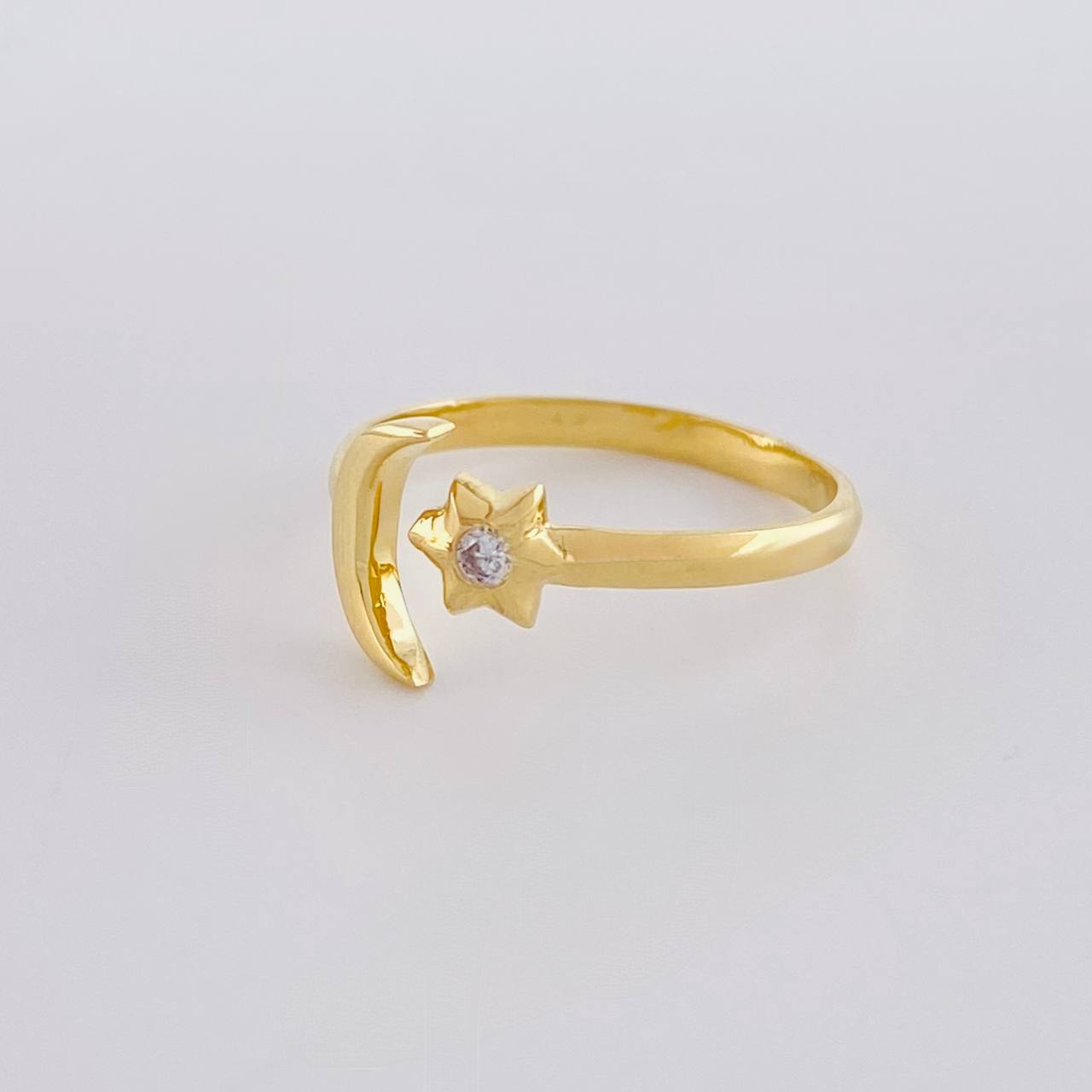 Anillo Luna Estrella 1.75g / T5 1/4 Oro Amarillo 18K