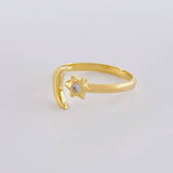 Anillo Luna Estrella 1.75g / T5 1/4 Oro Amarillo 18K