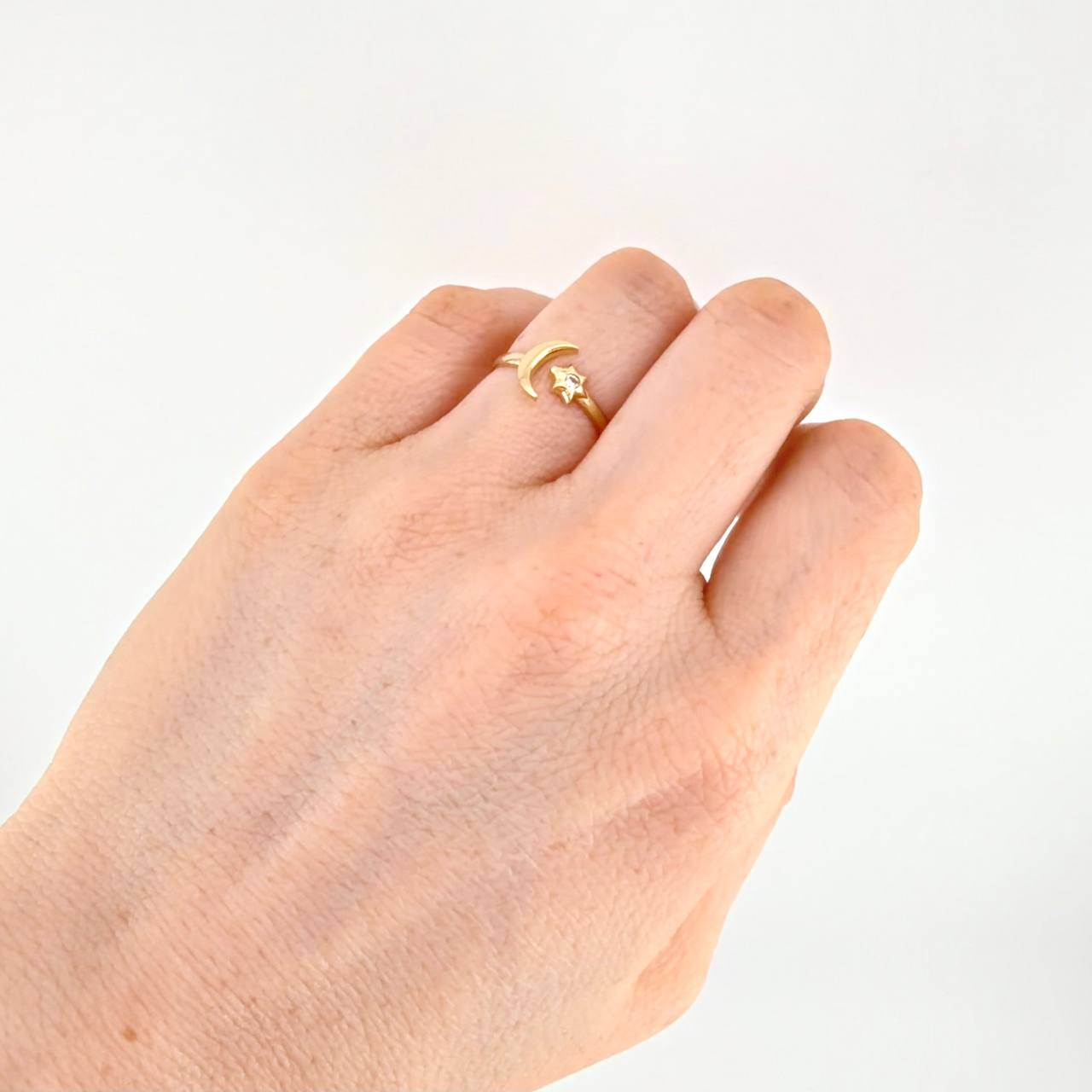 Anillo Luna Estrella 1.75g / T5 1/4 Oro Amarillo 18K