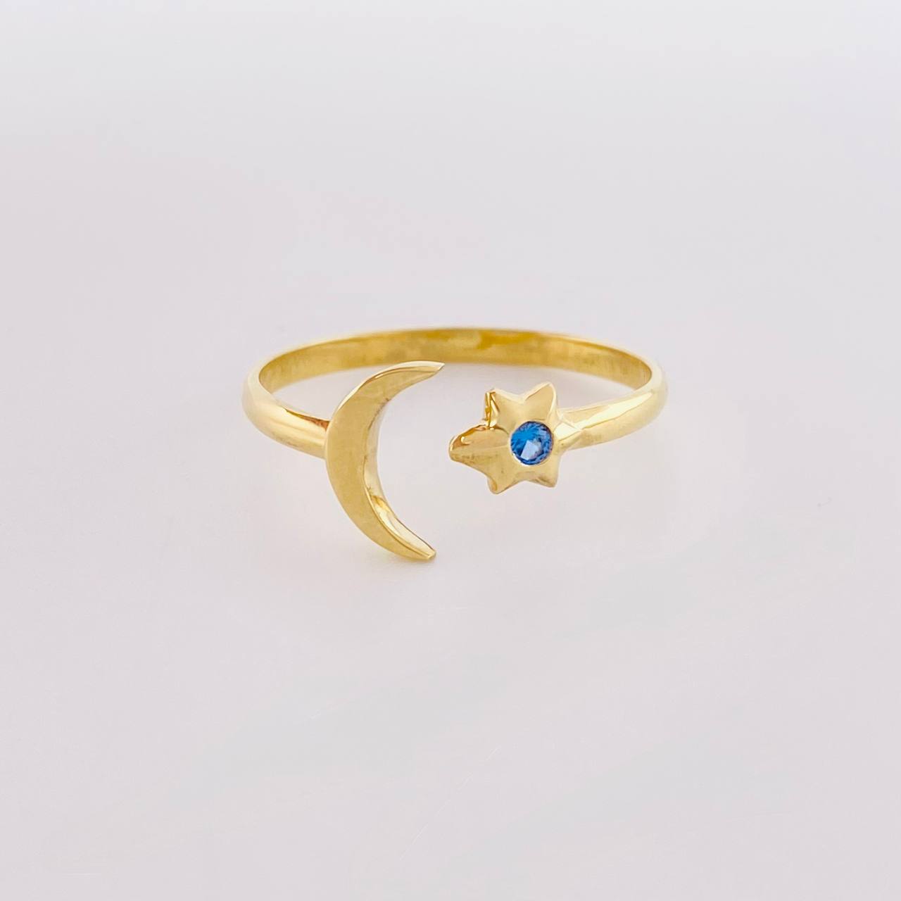 Anillo Luna Estrella 1.7g / T8 Oro Amarillo 18K