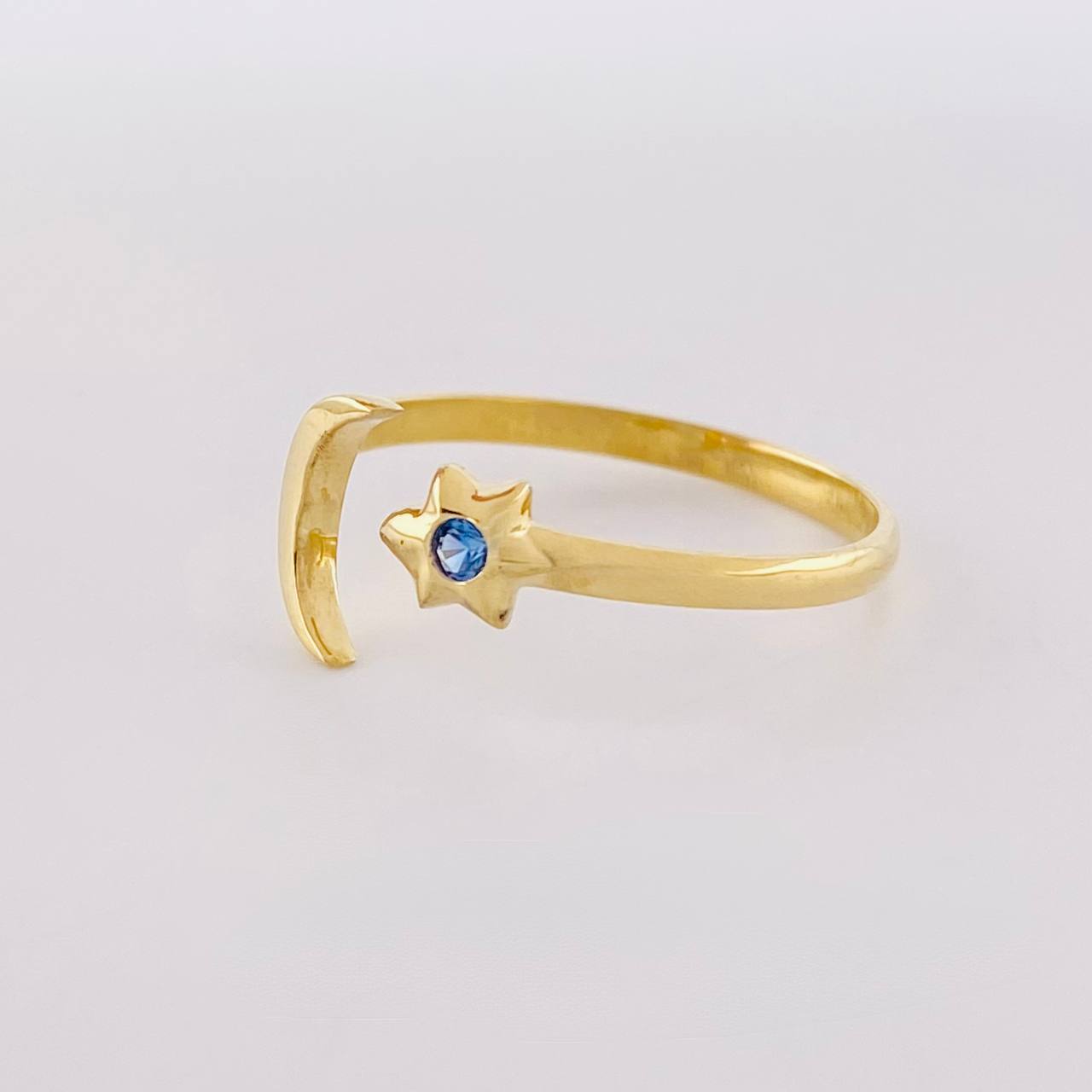 Anillo Luna Estrella 1.7g / T8 Oro Amarillo 18K