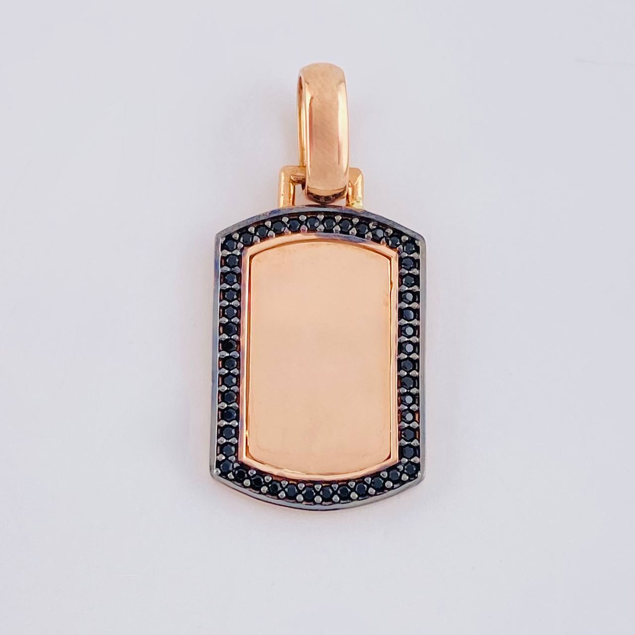 Dije Placa Rectangular Ovalada 3.5g / 3cm Oro Rosa 18K
