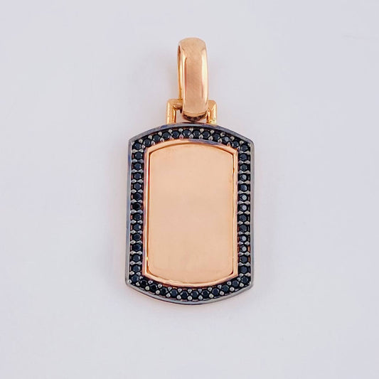 Dije Placa Rectangular Ovalada 3.5g / 3cm Oro Rosa 18K