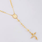 Rosario Virgen Milagrosa Cruz Diamantado 9.2g / 50cm / 3.4mm Oro Amarillo 18K