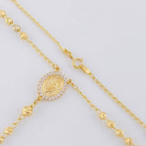 Rosario Virgen Milagrosa Cruz Diamantado 9.2g / 50cm / 3.4mm Oro Amarillo 18K