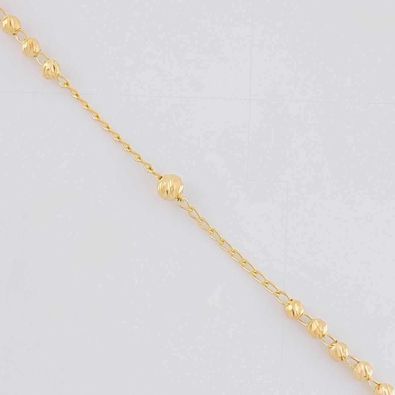 Rosario Virgen Milagrosa Cruz Diamantado 9.2g / 50cm / 3.4mm Oro Amarillo 18K