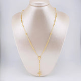 Rosario Virgen Milagrosa Cruz Diamantado 9.2g / 50cm / 3.4mm Oro Amarillo 18K
